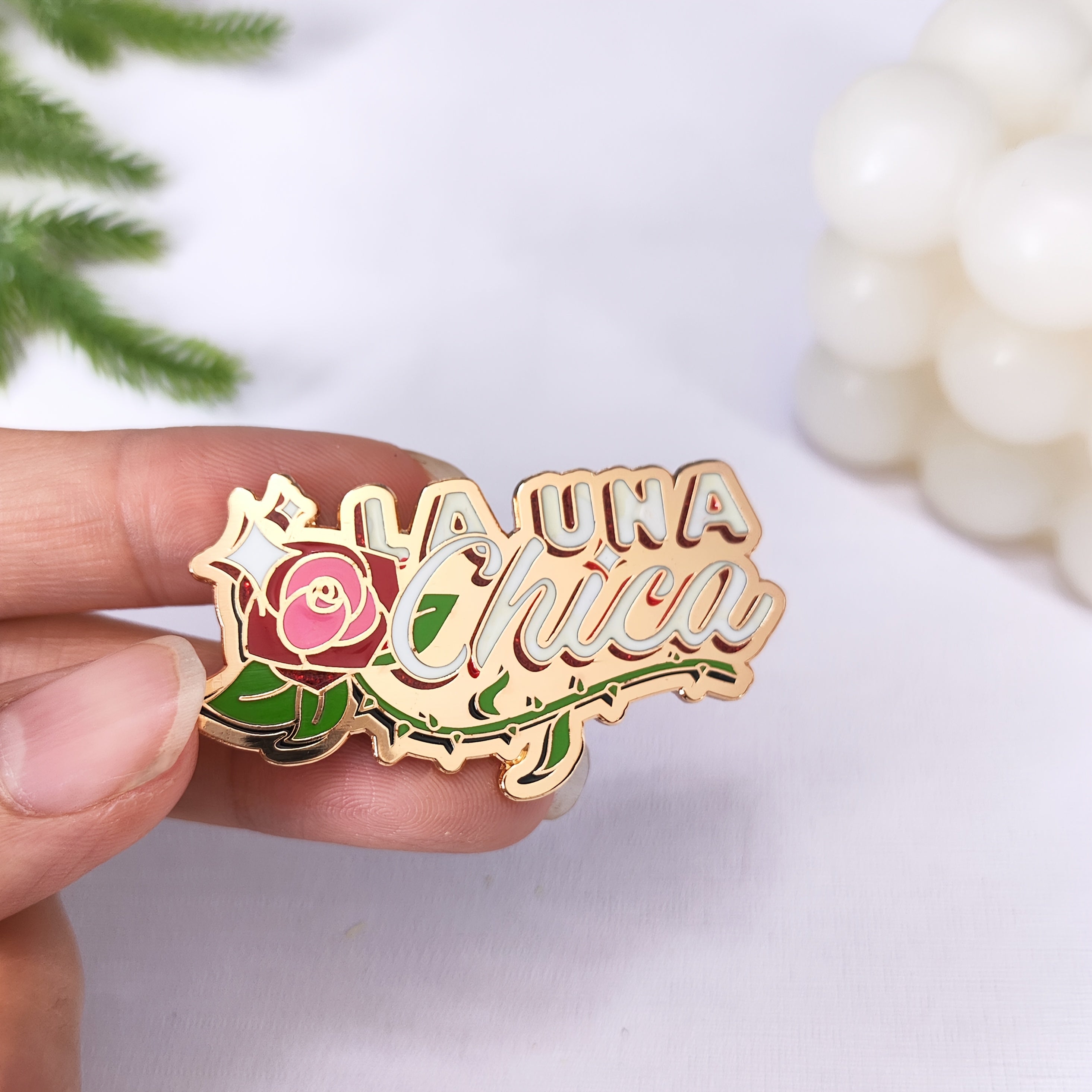 Elegant Alloy Brooch with Thorn Rose Design for Collars, Backpacks, Hats