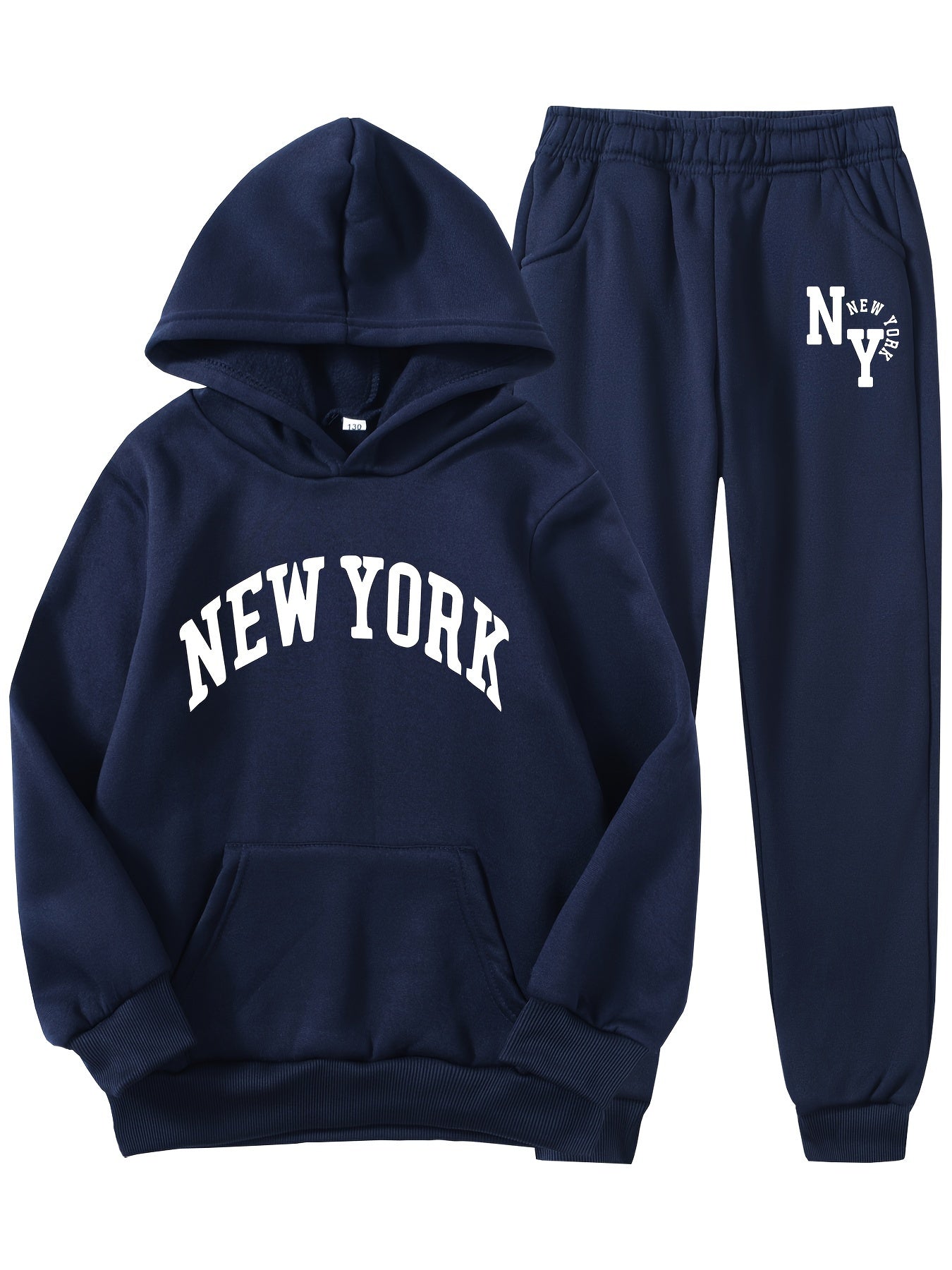 Bolalar uchun Nyu-York harfli printli hoody va sport shimlari to'plami. Kengaytirilgan polyester to'qima matosidan tayyorlangan, cho'ntaklari bor. O'g'il bolalar, qizlar, o'smirlar va bolalar uchun ozgina cho'ziladigan va odatdagi moslikda. Ideal uchun