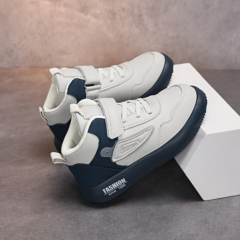 Kids Waterproof Mid-Top Sneakers for Sports Casual Wear EVA Sole Black and White