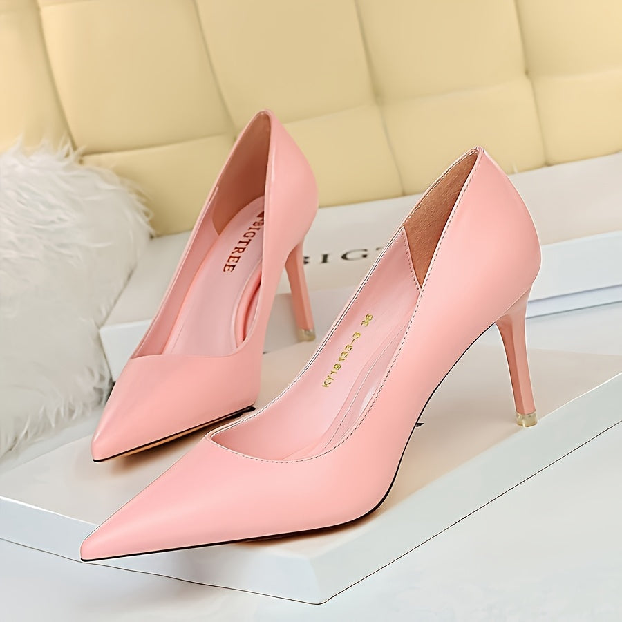Women's Pointed Toe High Heels Leather Sleek Design Lightweight Rubber Sole