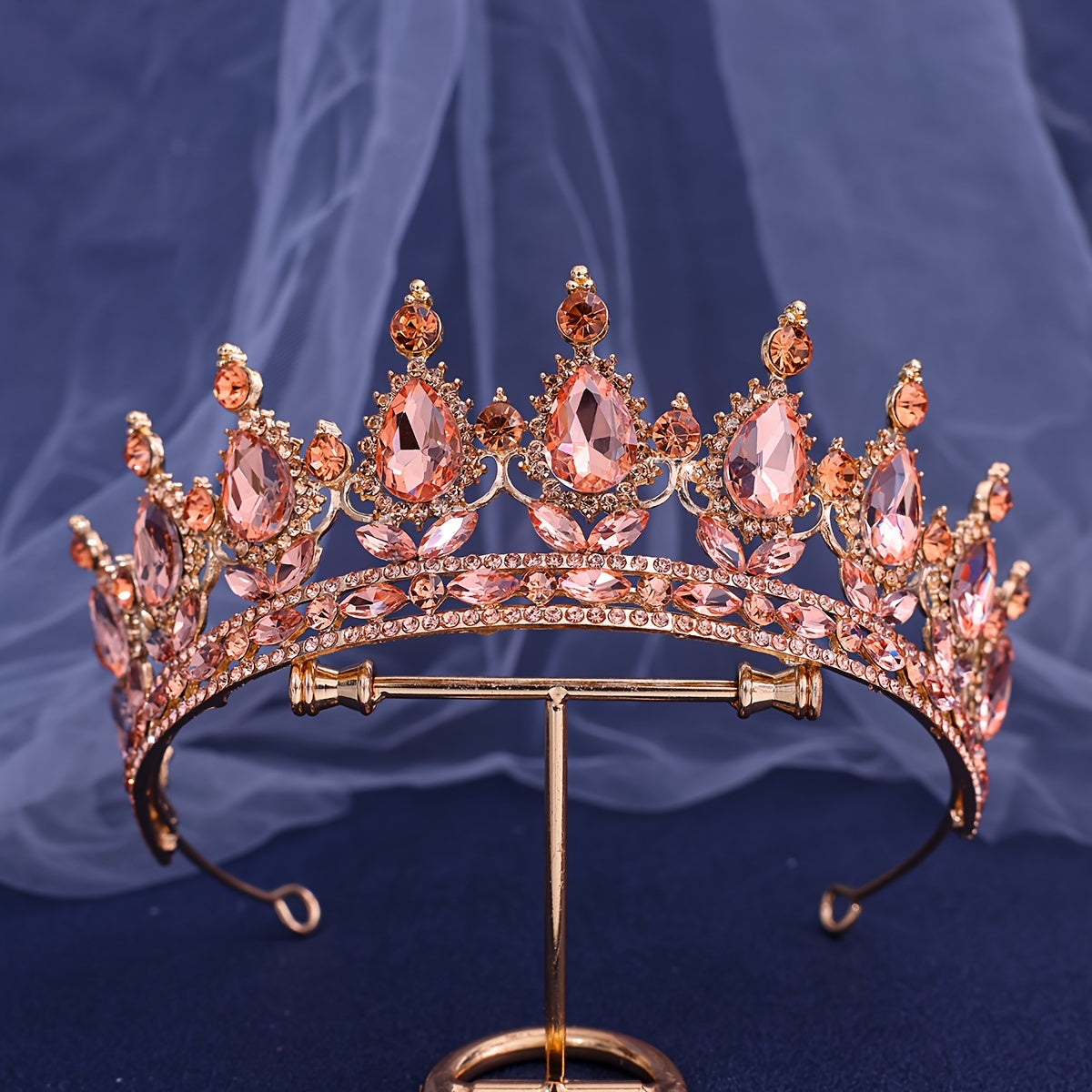 Women Girls Baroque Style Crown Tiara with Rhinestones for Parties and Dress Up