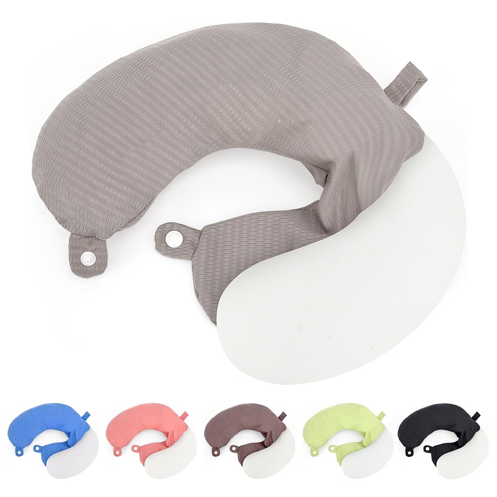 Koʻk rangli toʻqilgan polyester U-shaklidagi sayohat boʻyniga taqiladigan yostiq qoplami, engil, yuviladigan