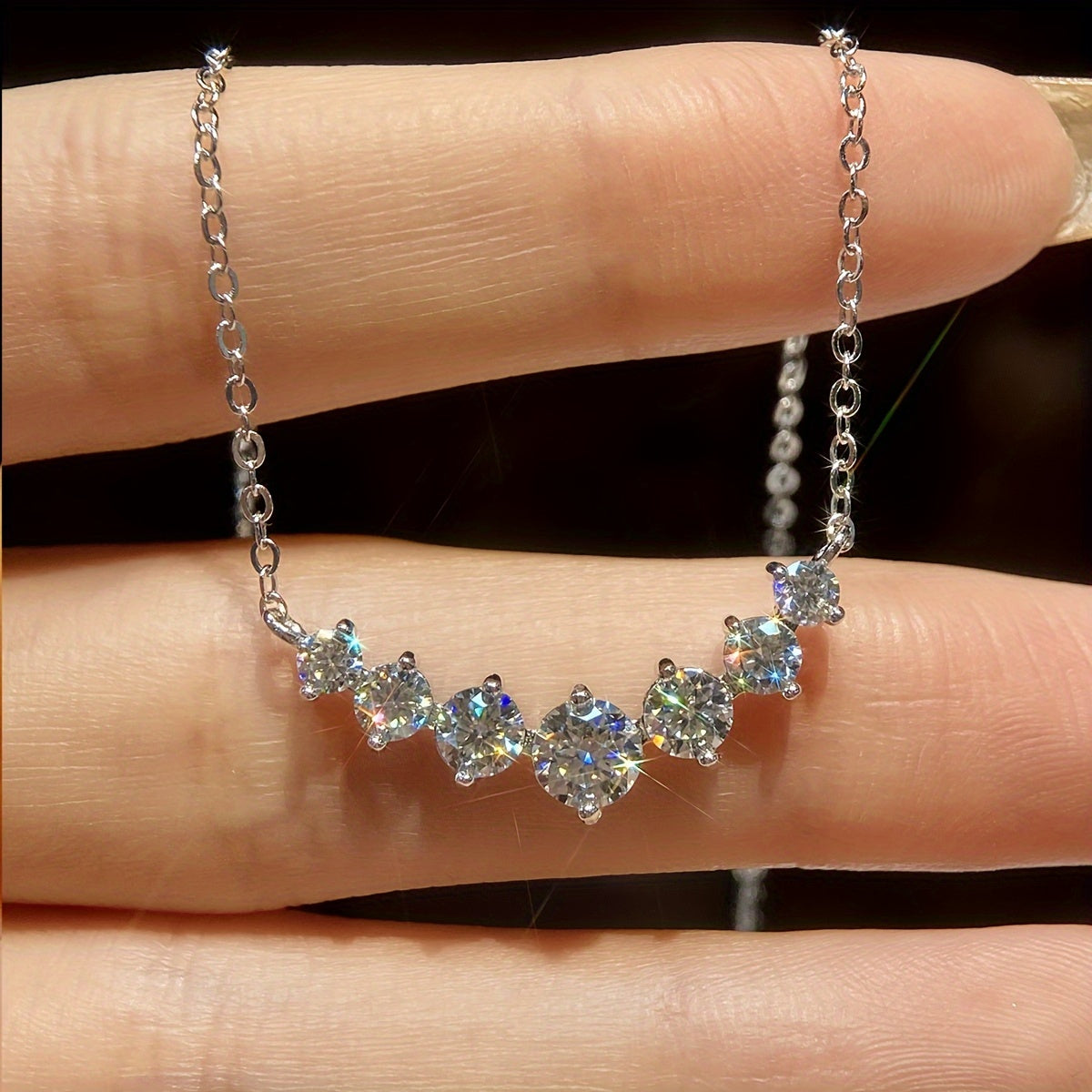 Women's Moissanite Pendant Necklace 1.7ct Sterling Silver Wedding Gift Jewelry