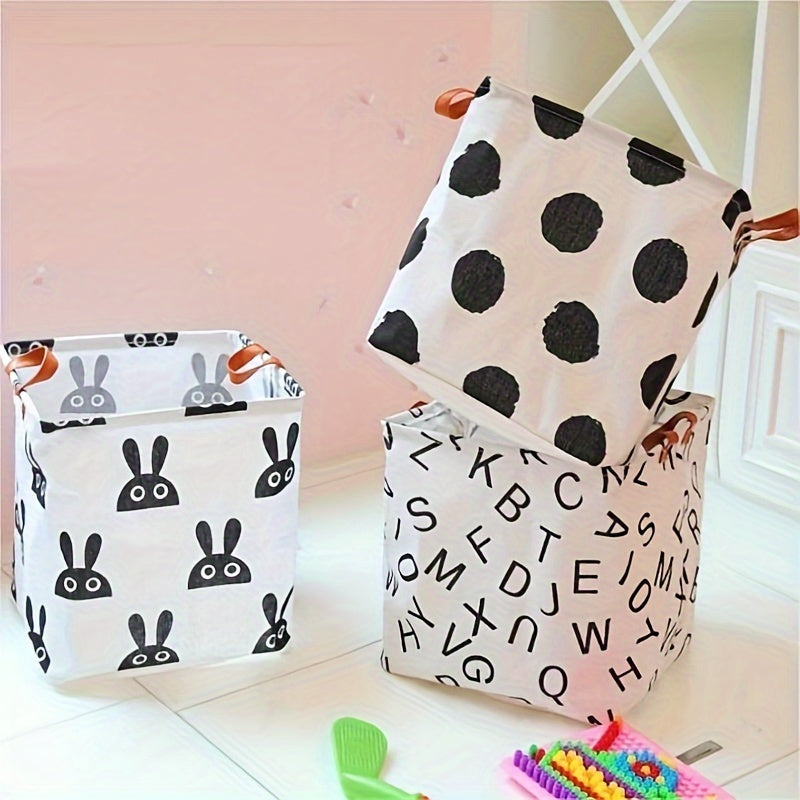 Printed Storage Cube Basket for Home Organization Cotton Linen Foldable Toy and Laundry Bin
