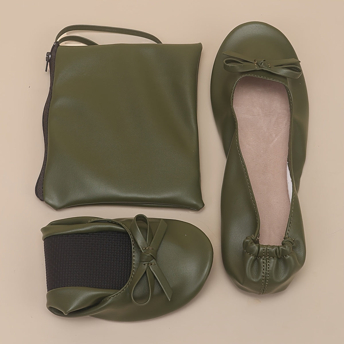 Women's Ballet Flats Soft Comfortable Slip-On Foldable Shoes with Storage Bag