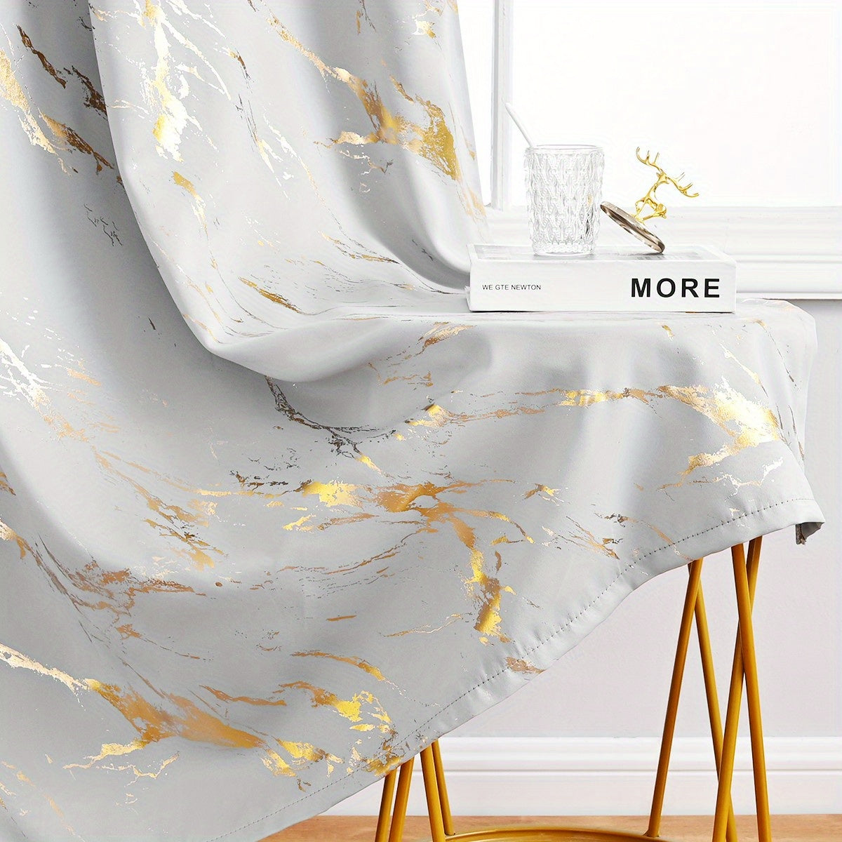 Gray Marble Pattern Curtains for Bedroom Living Room Office Kitchen Modern European Style