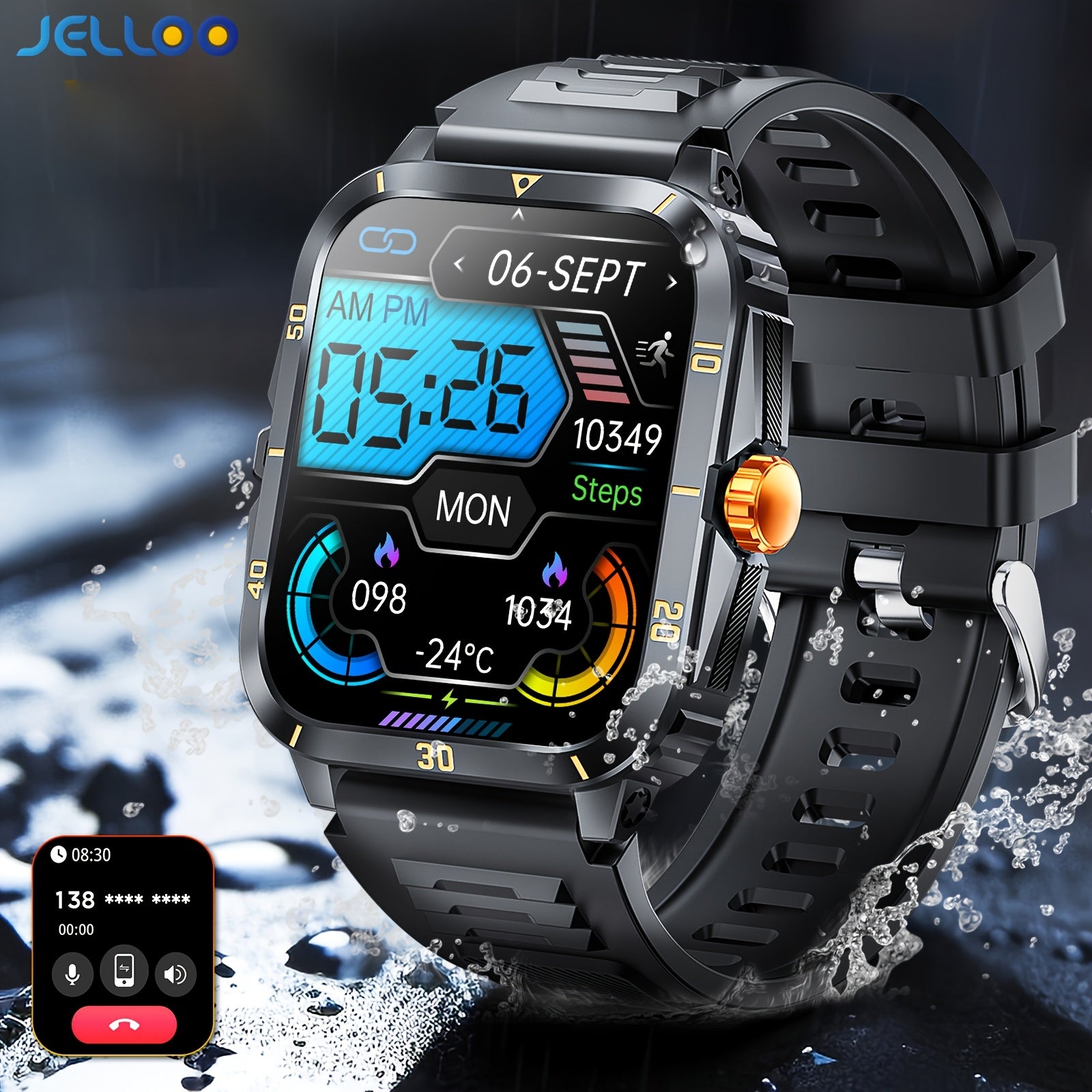 Smart Watch 1.96-Inch Wireless 5.3 Voice Assistant Exercise Recording Multi-Sports Water Resistant