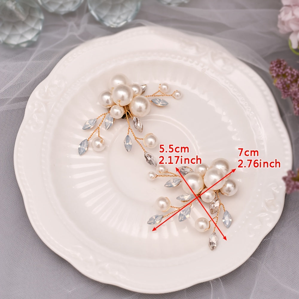 Pearl and Rhinestone Shoe Clips for High Heels Bridal Wedding Accessories Detachable Pair