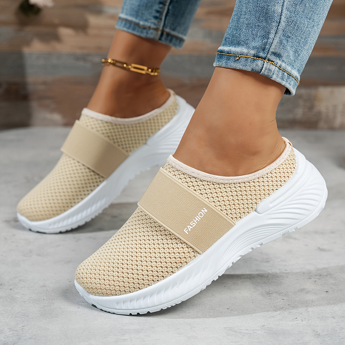 Women's Summer Slip-On Sneakers Breathable Mesh Low-Top Casual Shoes