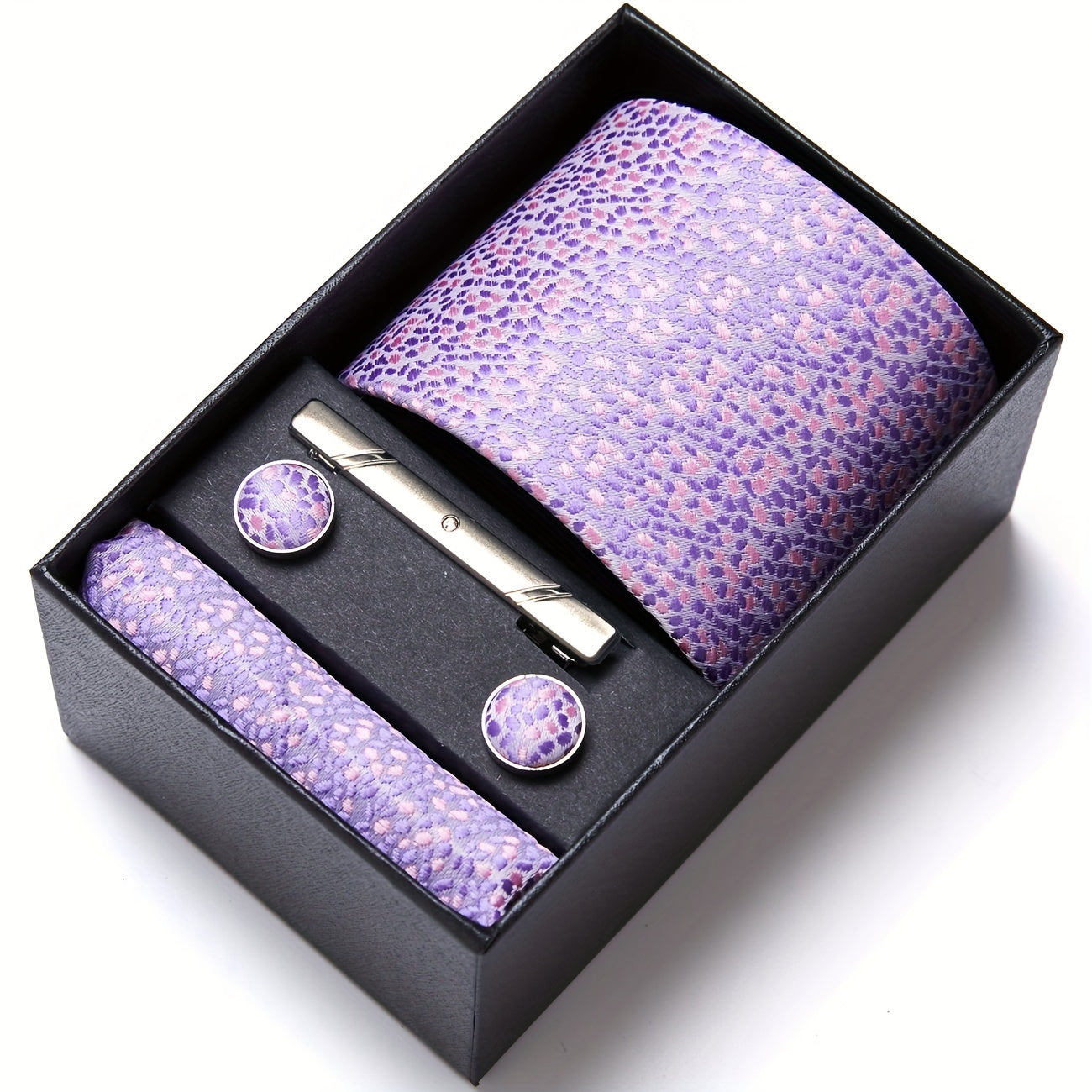 Men's Gift Set Tie Pocket Square Cufflinks Tie Clip Holiday Wedding