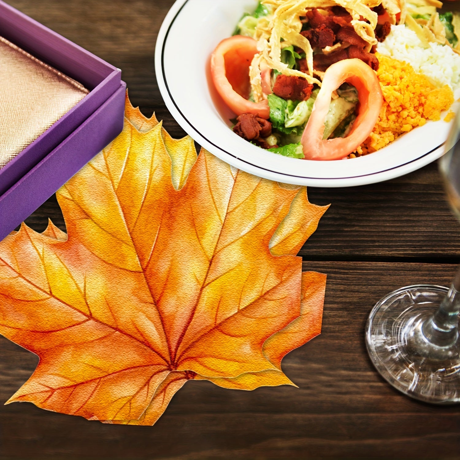 4-Ply Disposable Napkins Autumn Maple Leaf Design for Thanksgiving and Fall Events