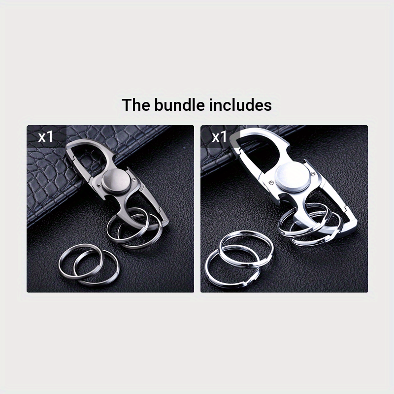 Casual Stainless Steel Key Ring with Spinning Top Gyro Design Durable Accessory