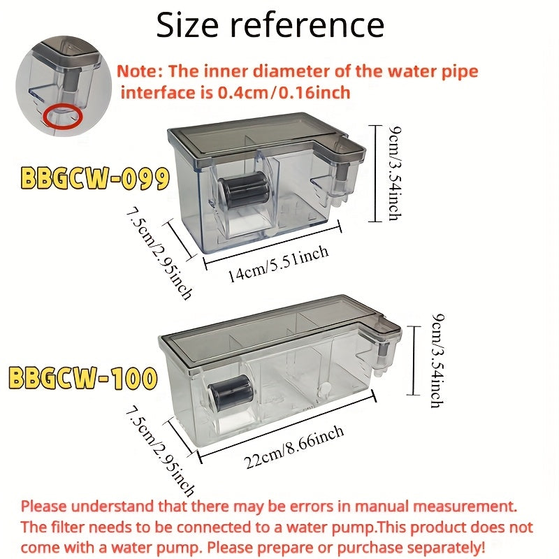 3-in-1 Fish Tank Overhead Filter Kit Non-Electric Battery-Free for Small Aquariums