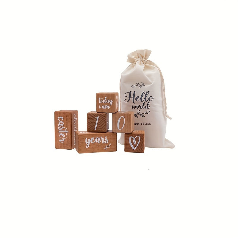 Dekorativ Milestone kubiklari fotosuratlar va xona bezaklari uchun Bolaning o'sishi uchun esdalik sovg'asi