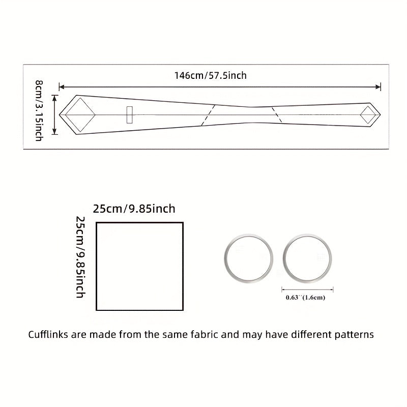 Men's Three-Piece Suit Set with Paisley Tie Pocket Towel and Cufflinks