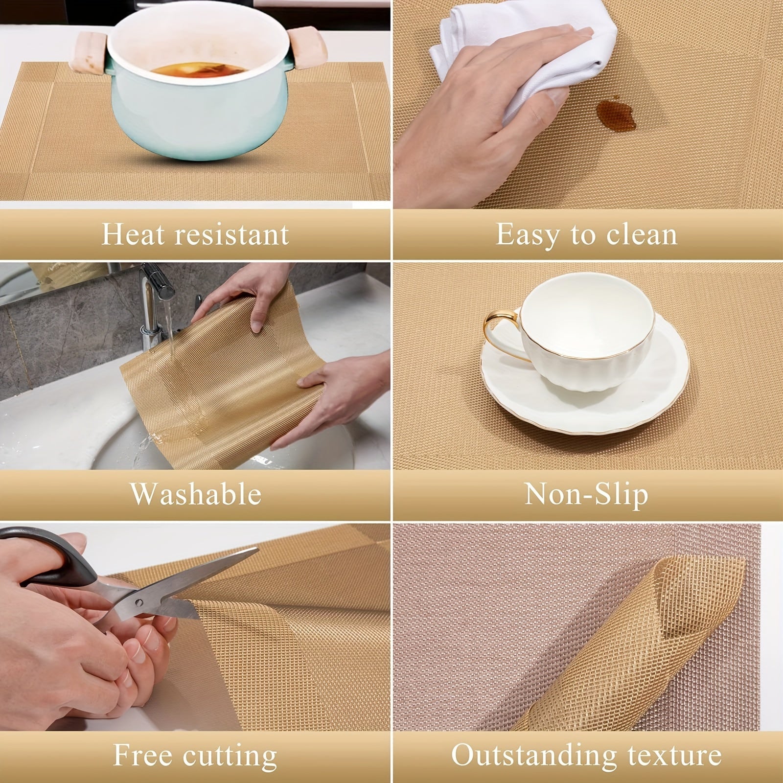 Set of 4, 6, or 8 Cotton Placemats for Dining Table