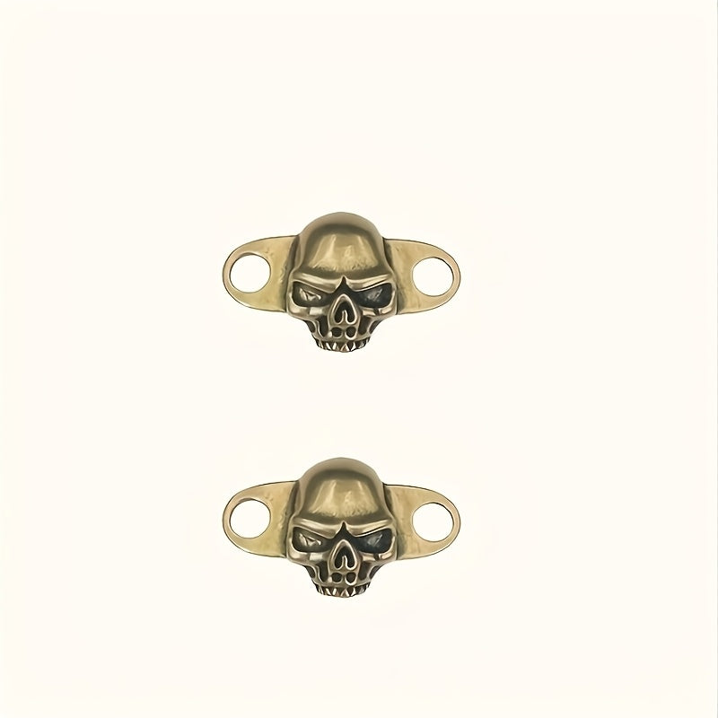 Unisex Copper Shoelace Buckles Skull Pattern Retro Bronze DIY Accessories Pair