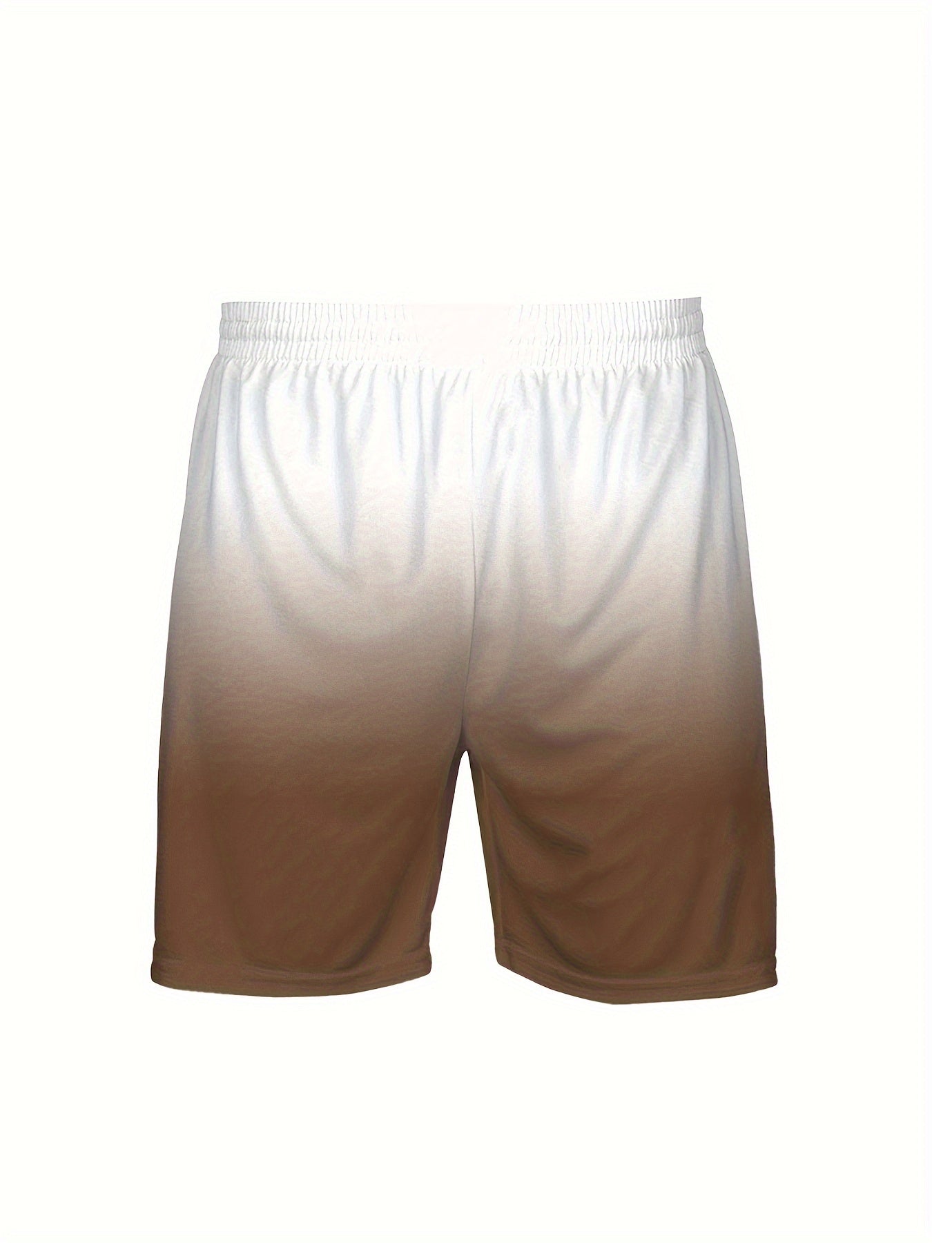 Men's Summer Outfit Set Gradient Pattern Crew Neck T-Shirt Elastic Waist Shorts