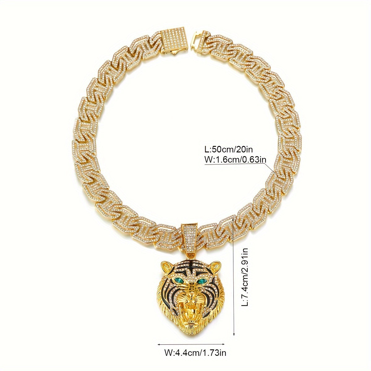 Collar con colgante de cabeza de león para hombre, joyería de cadena cubana de estilo hip hop con hielo