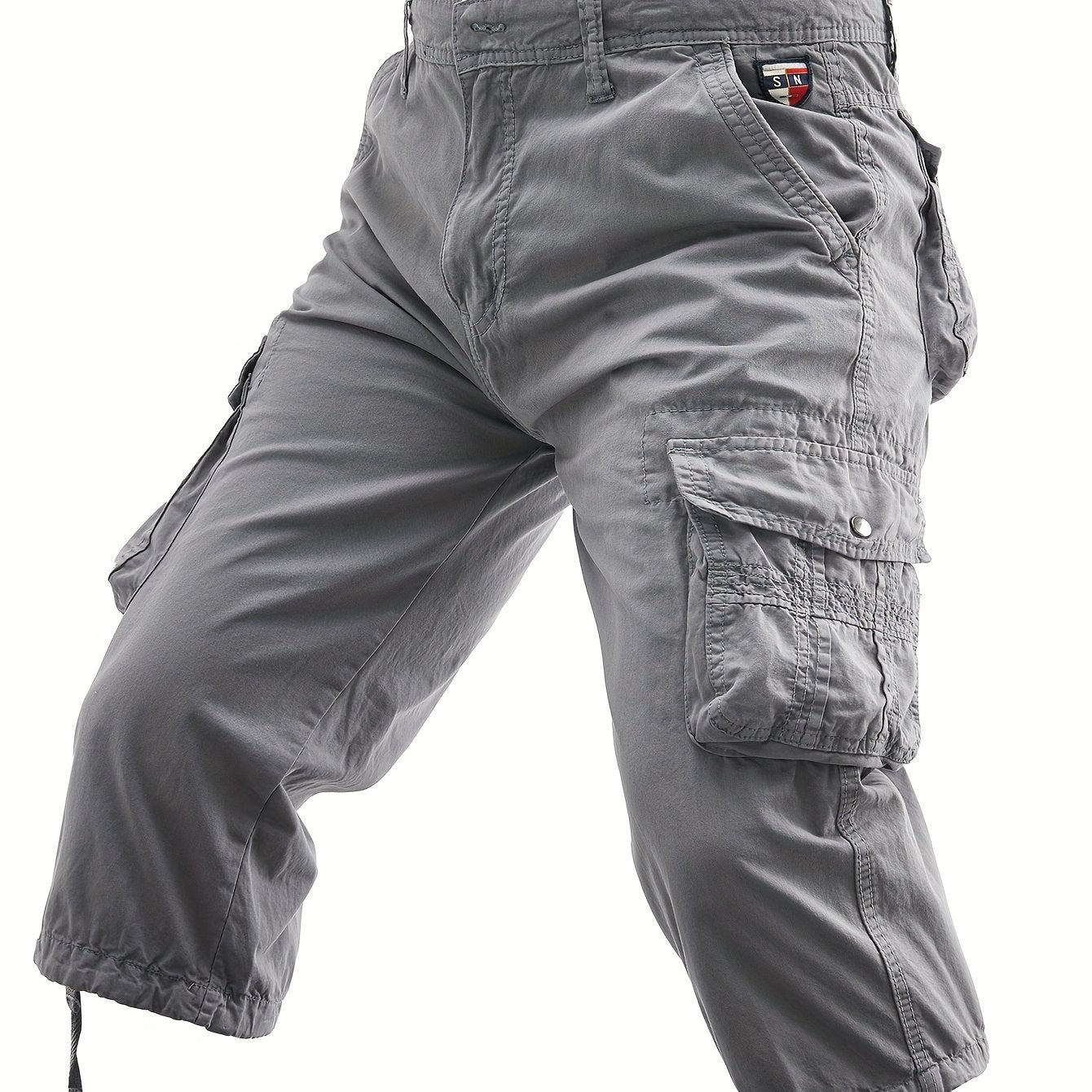 Men's Cotton Cargo Shorts Below Knee Multi-Pocket Outdoor Street Style