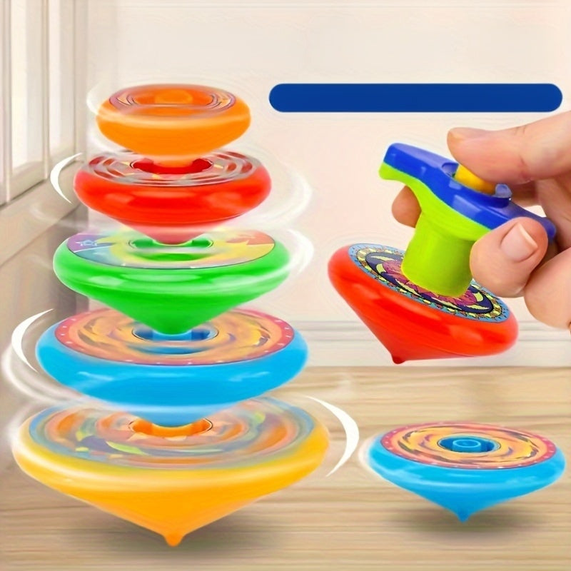 Set of 5 Multi-Color Spinning Tops for Stacking and Battle Games
