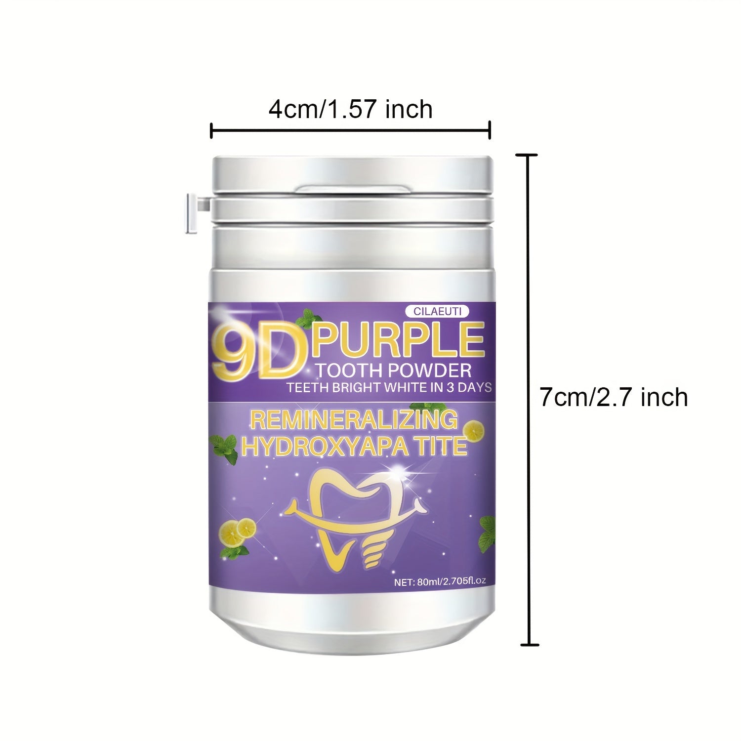 Purple Tooth Powder Deep Clean Remineralizing Hydroxyapatite 9D