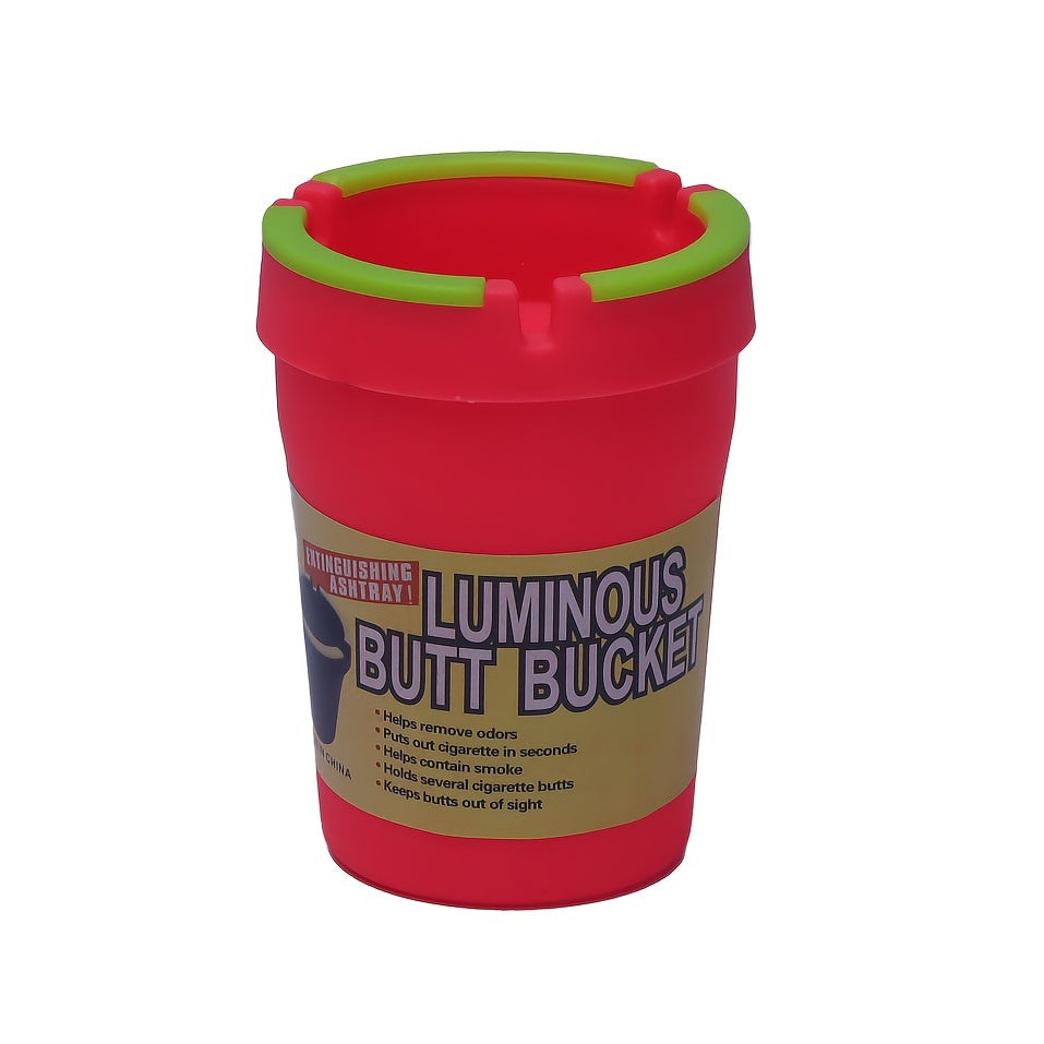 Glow-in-the-Dark Double-Layer Plastic Ashtray for Car and Home, Neon Colors