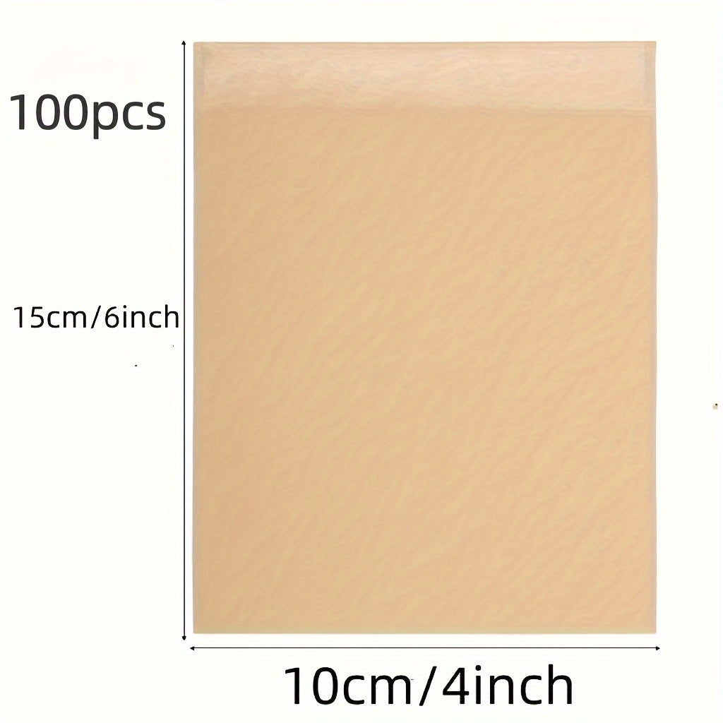 Kraft Paper Bags Pack of 50/100 Food Grade Square Oil-Proof for Snacks Biscuits