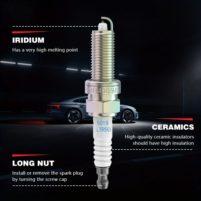 4 Pcs Iridium Spark Plugs Compatible with Multiple Vehicles