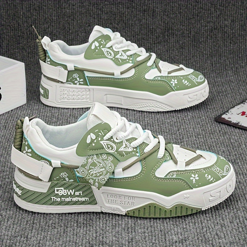 Men's Casual Skateboard Sneakers for Outdoor Sports and Parties Flat Height-Increasing Design