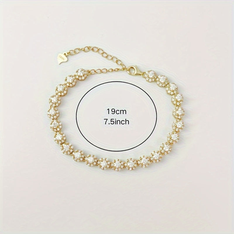 Красивый браслет теннис с моиссанитом с позолотой 14K, роскошная цепочка из стерлингового серебра, идеален для особых случаев и подарков - поставляется в подарочной коробке