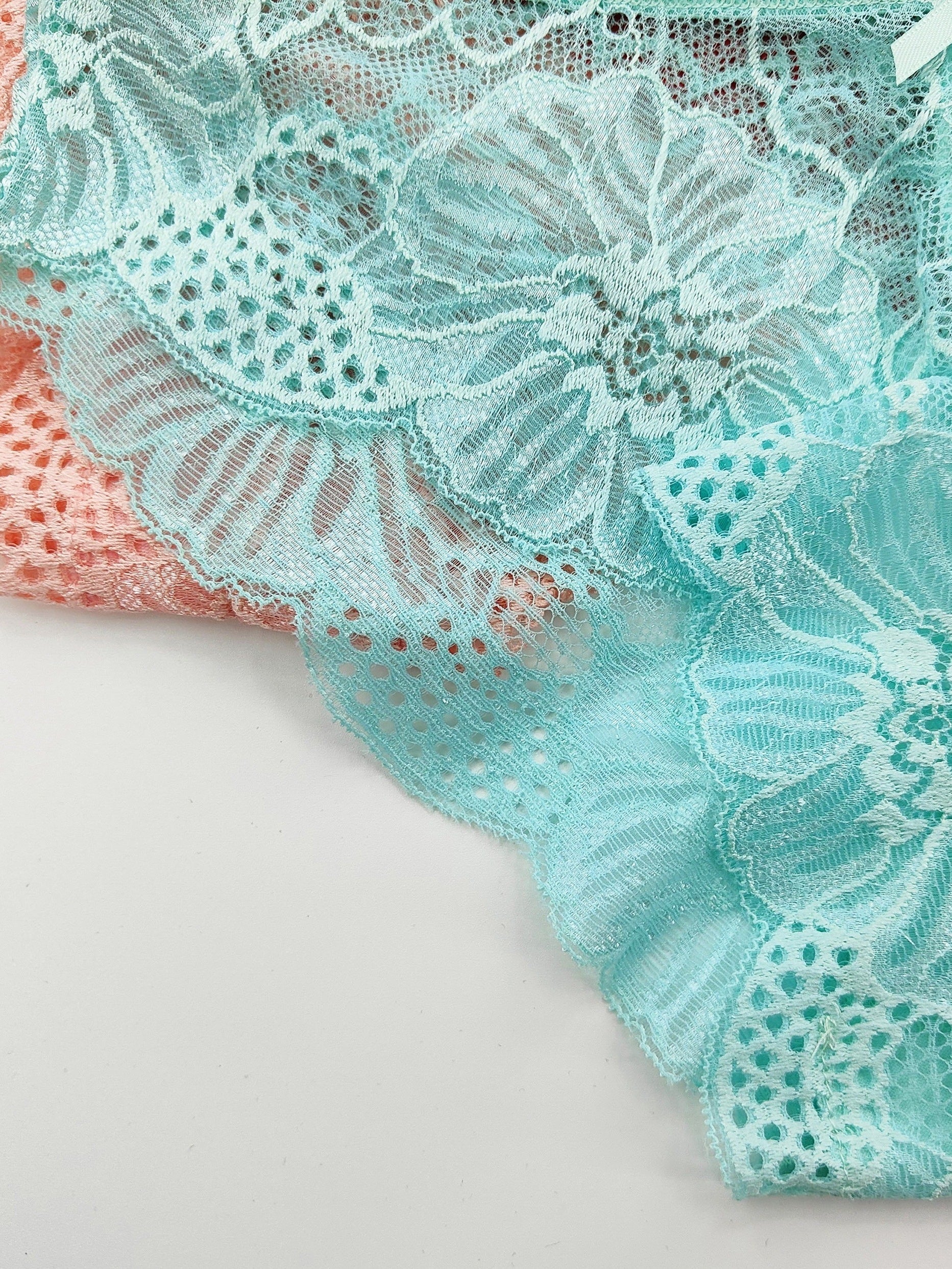 Pack de 6 braguitas de bikini de encaje jacquard con lazo para mujer de cintura baja