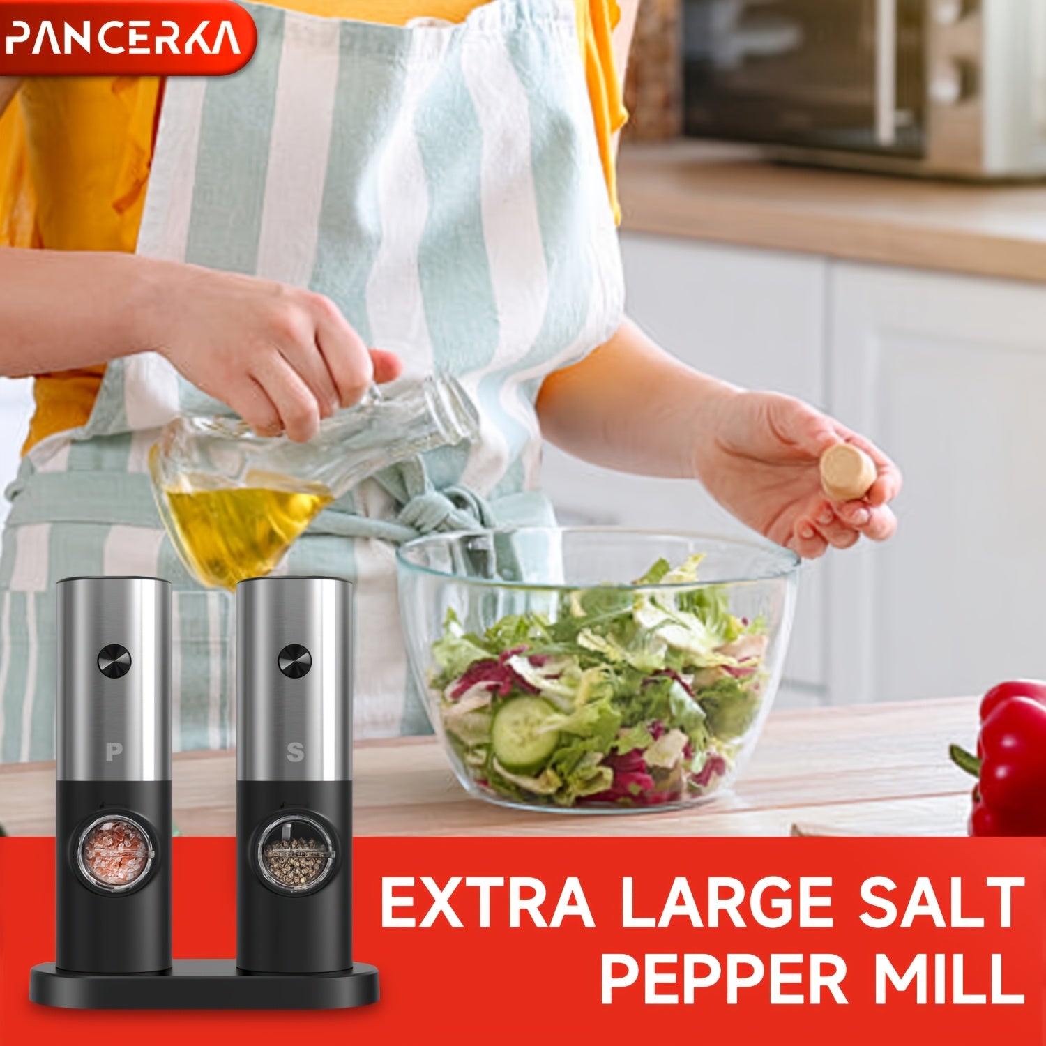 Электрический набор мельниц для соли и перца с LED-подсветкой для кухни и барбекю