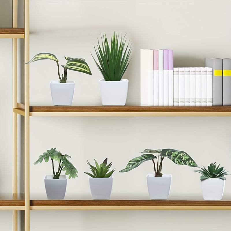 Set of 6 Nordic-Style Artificial Plants with Containers for Home Office Decor