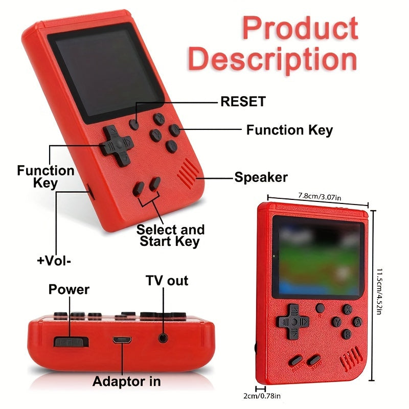 Portable Retro Handheld Game Console with 400 Classic Games 7.62cm Color Screen Rechargeable Long Battery Life