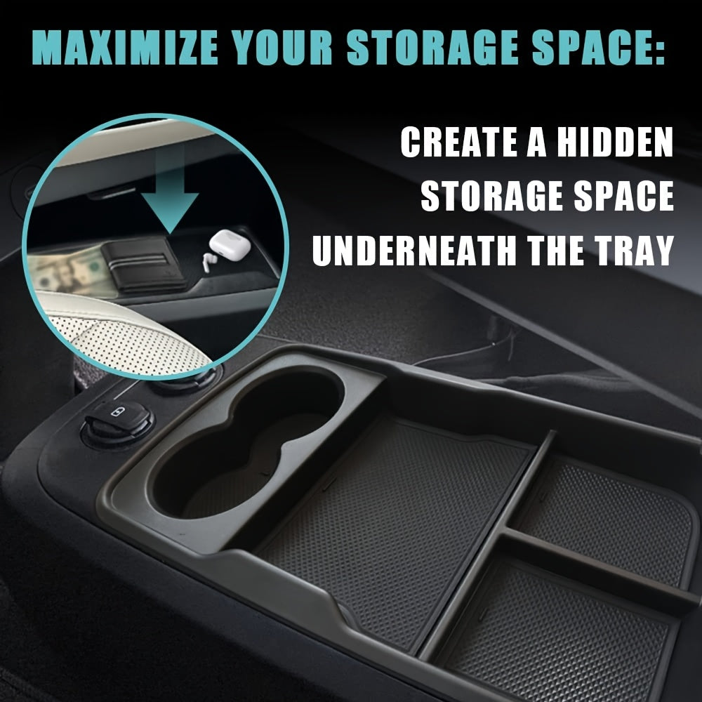 Car Interior Organizer Non-Slip Cup Holders Open Storage Tray Durable Box