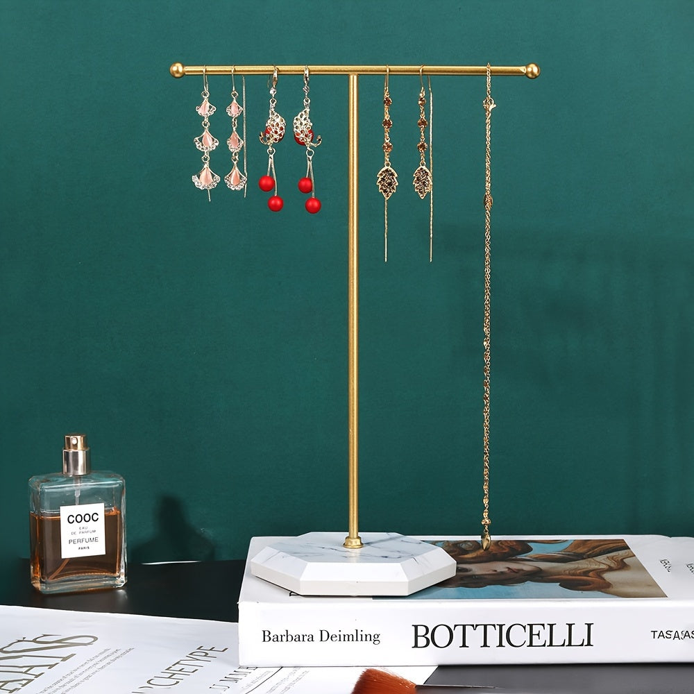 Metal Jewelry Storage Rack with T-Shaped Design for Necklaces Earrings and Rings