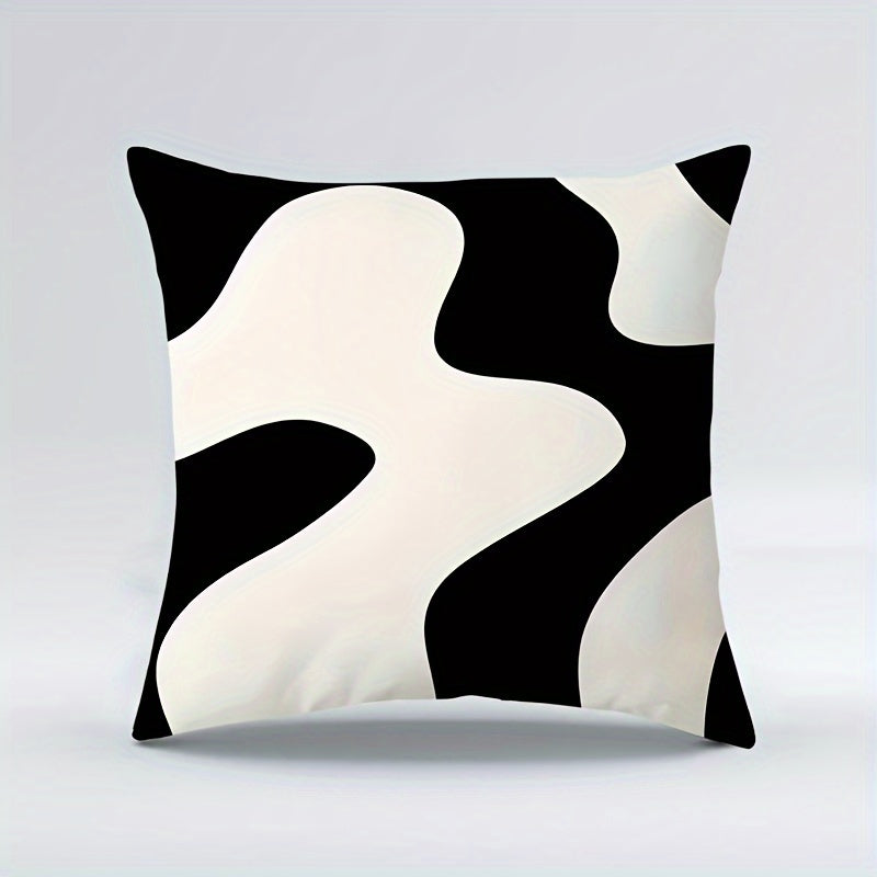 Geometric Abstract Art Pillowcase Black and White Double-Sided Decorative Pillow