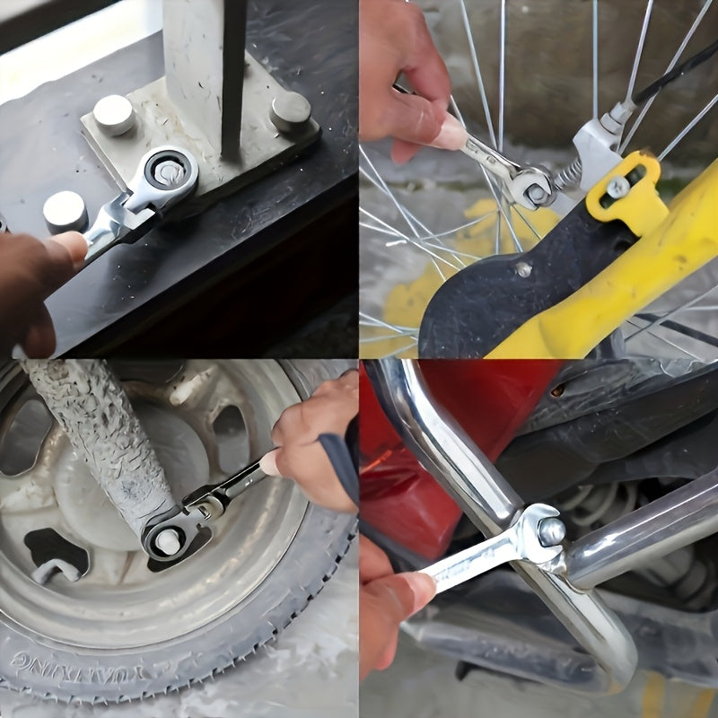 Herramienta de trinquete multifuncional de 10 mm de doble propósito con cabeza ajustable, acero cromo vanadio