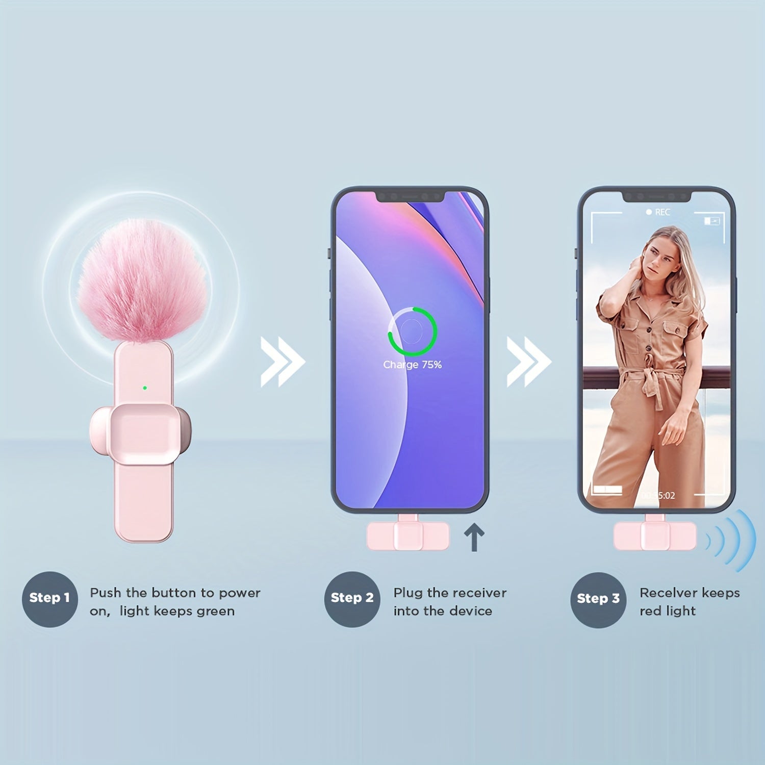 Wireless Lavalier Microphone USB-C Omnidirectional for Live Streaming Vlogging Interviews