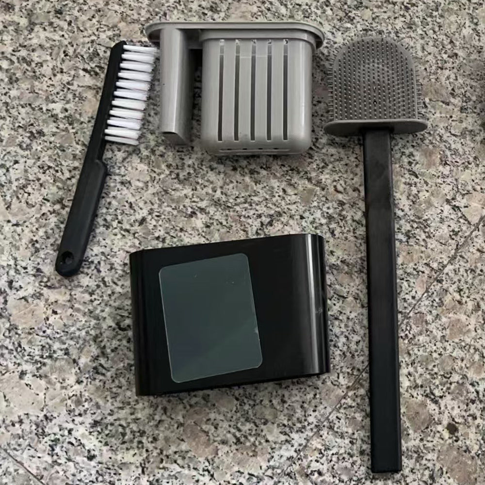 Set of Two Wall-Mounted Toilet Brushes with Soft Silicone Heads and Long Handles Bathroom Cleaning Tools