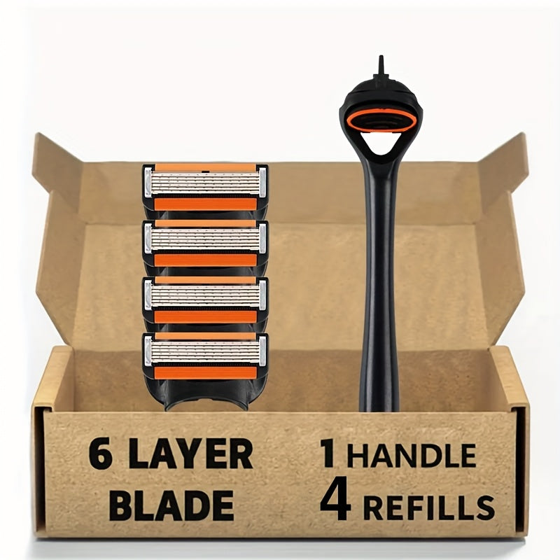 Men's Disposable Razor Set with Metal Blades, 1 Handle and 4, 8, or 12 Blades