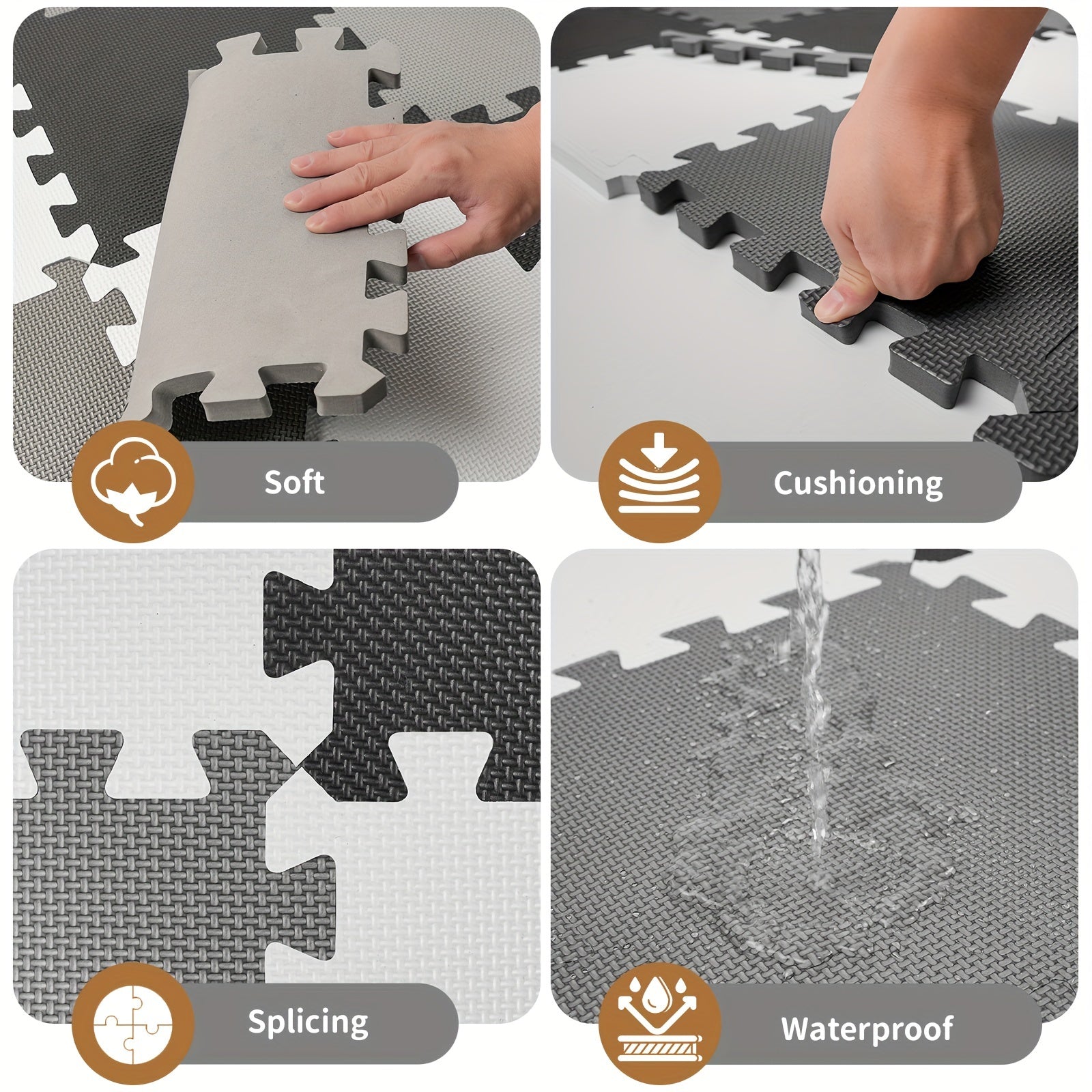 Waterproof Soft PE Foam Playmat for Babies and Kids 12 Tiles Indoor Outdoor