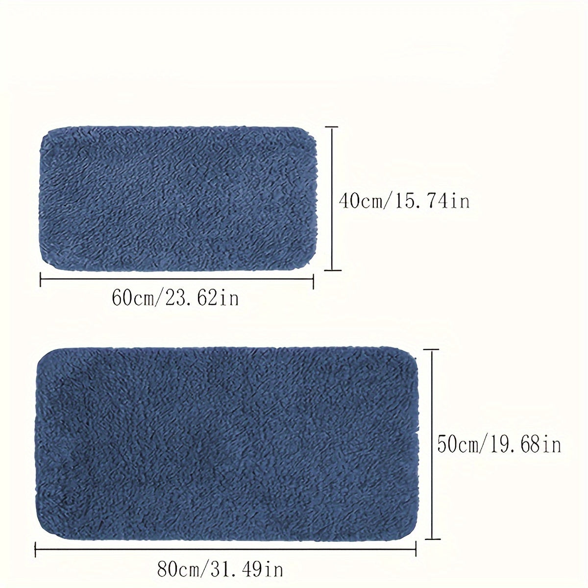 Plush Bathroom Mat Non-Slip Soft Polyester Rectangular Rug