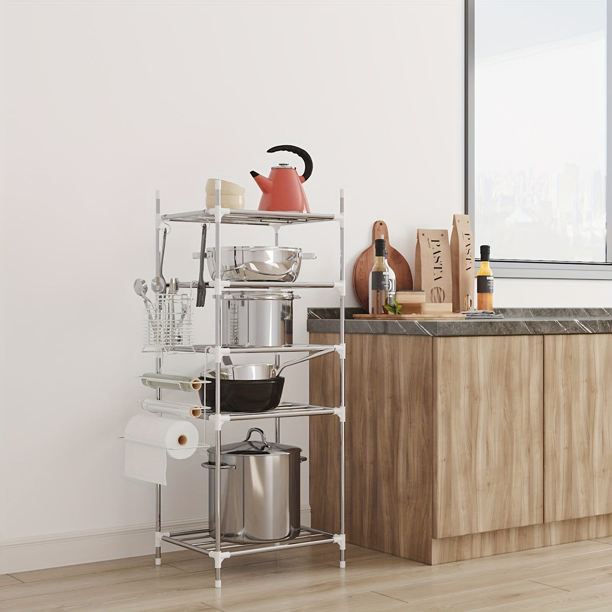 Multi-Tier Stainless Steel Storage Shelf for Kitchen Bathroom Balcony