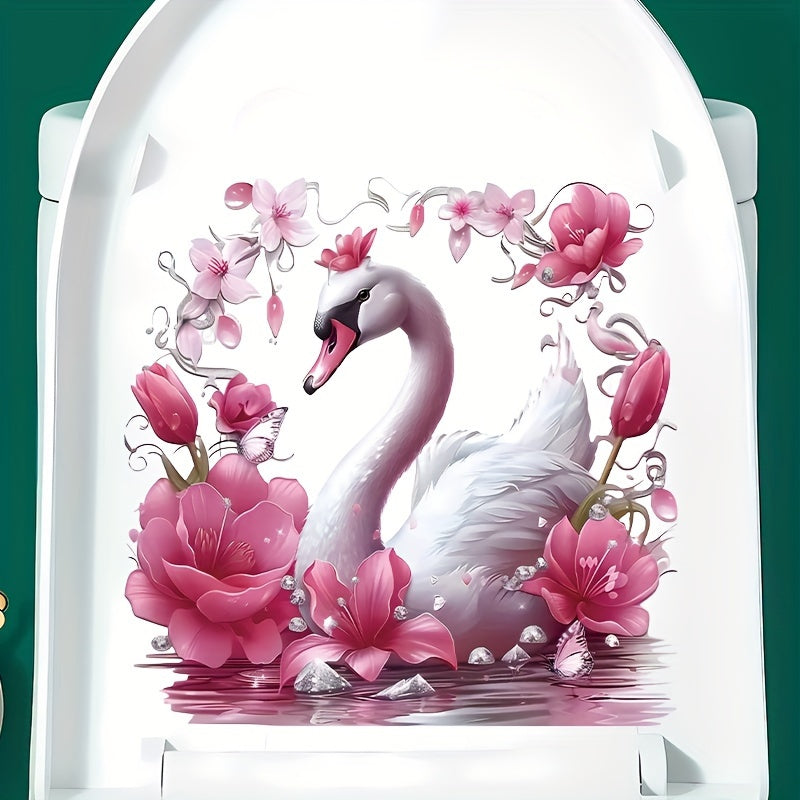 Swan Pattern Toilet Seat Sticker for Bathroom and Kitchen Decor