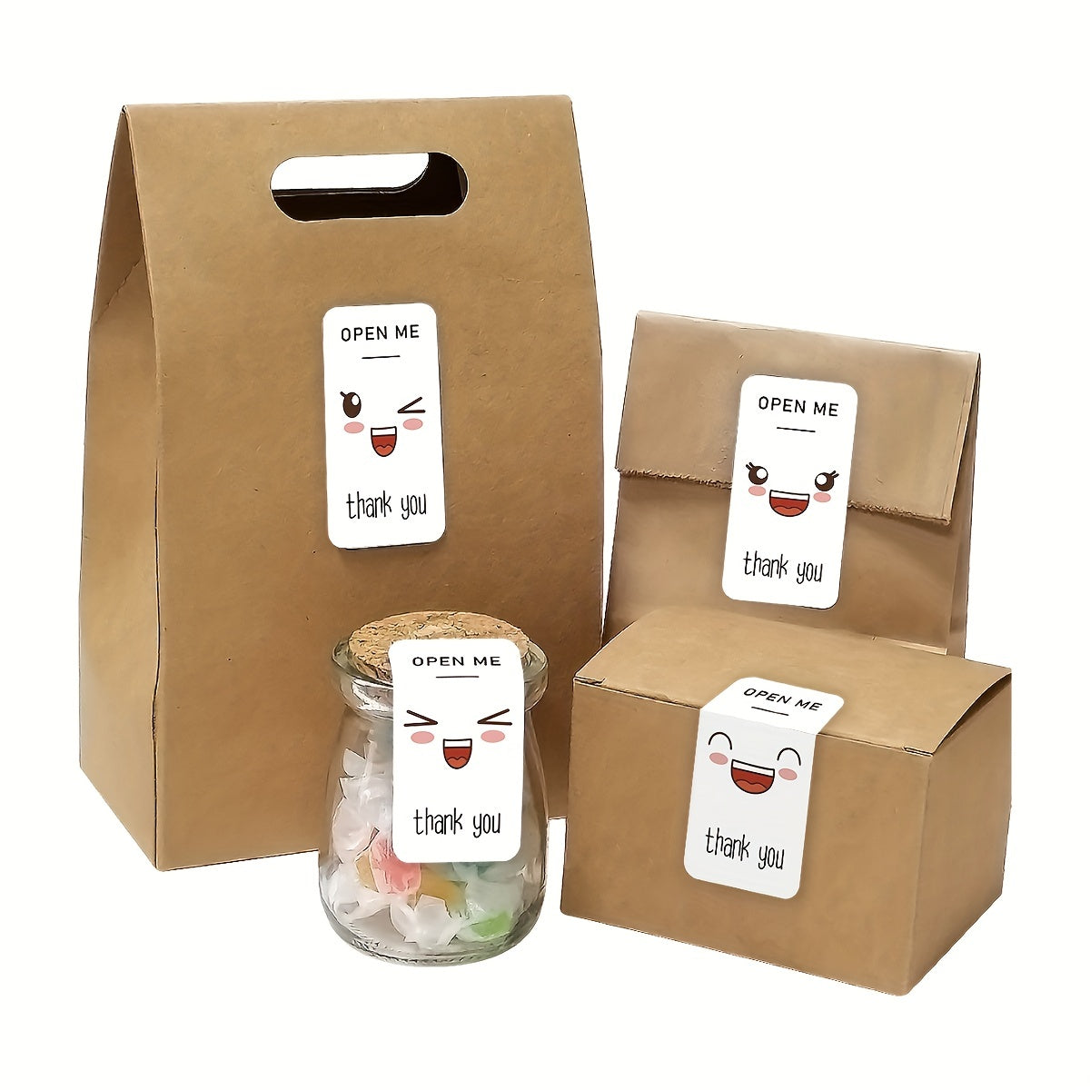 100pcs Rectangle Box Seal Stickers for Packaging and Gift Box Decoration