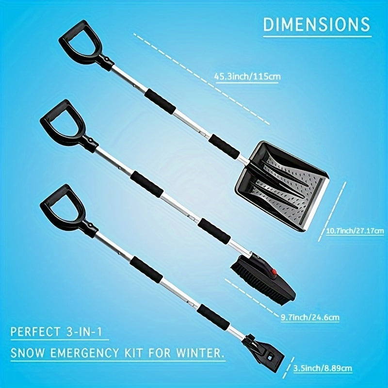 Winter Snow Removal Kit With Detachable Shovel Brush Ice Scraper Carry Bag