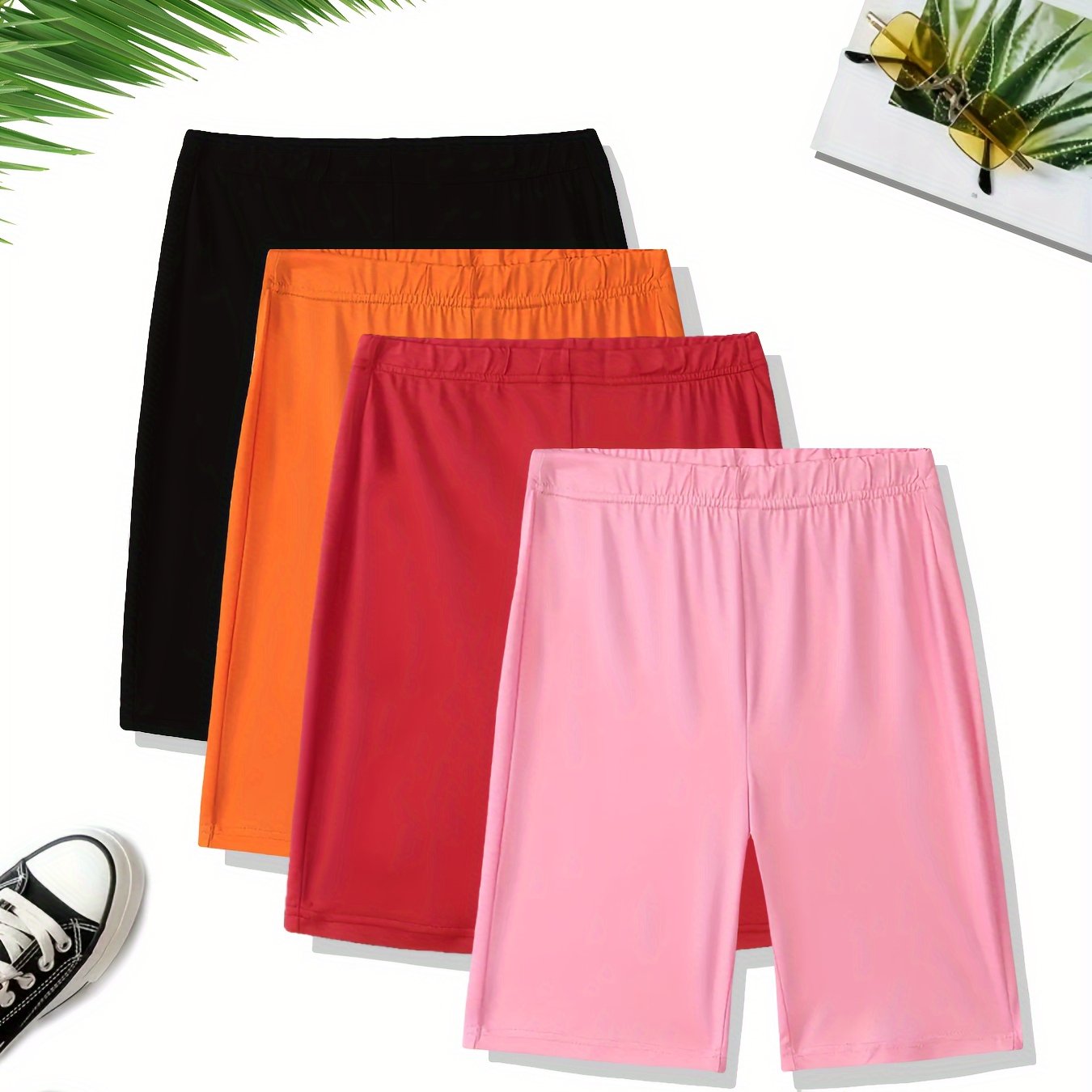 Women's Casual Sports Shorts Set Four Pieces Breathable Athletic Wear