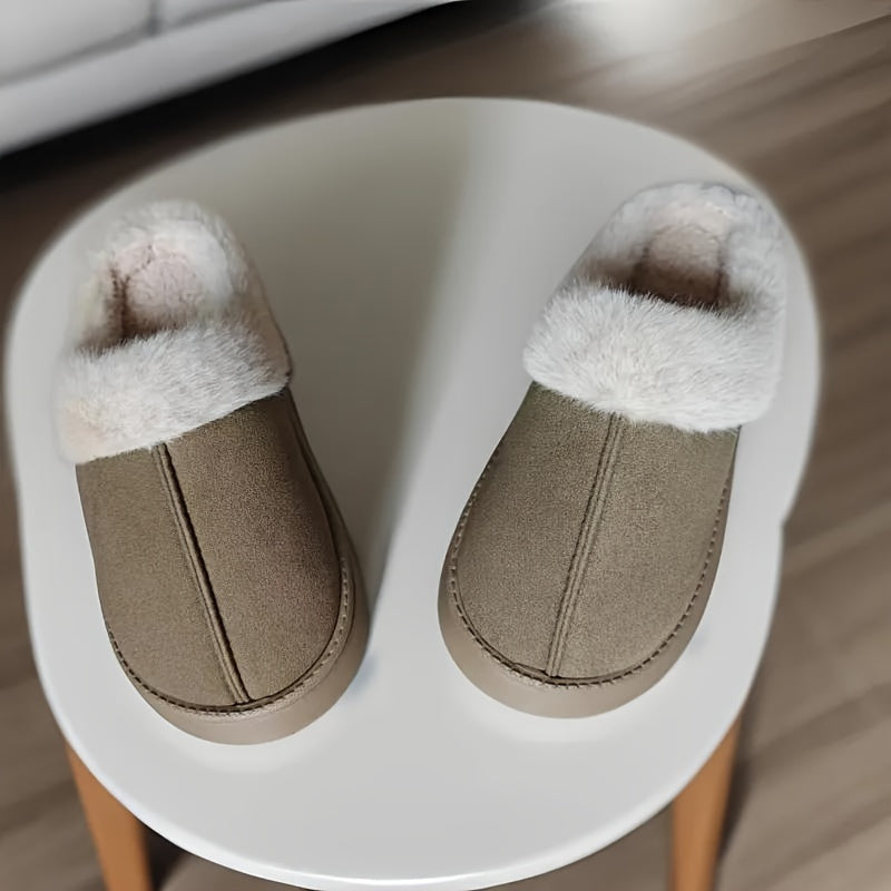 Zapatillas de invierno para mujer con suela gruesa antideslizante, lavables a mano, tela, suela de EVA